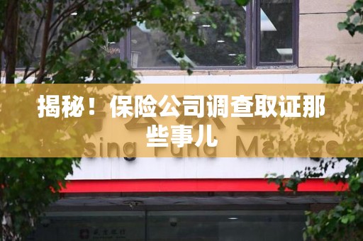 柘荣揭秘！保险公司调查取证那些事儿