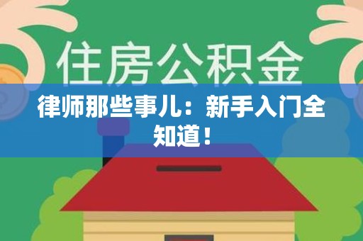 柘荣律师那些事儿：新手入门全知道！