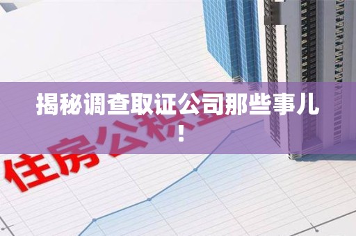 柘荣揭秘调查取证公司那些事儿！