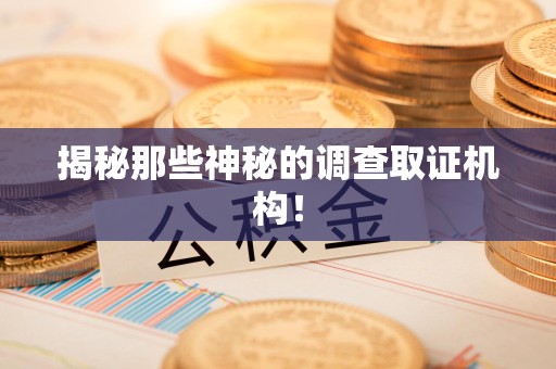 柘荣揭秘那些神秘的调查取证机构！