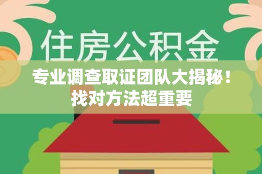 柘荣专业调查取证团队大揭秘！找对方法超重要