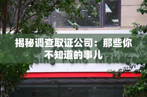 柘荣揭秘调查取证公司：那些你不知道的事儿