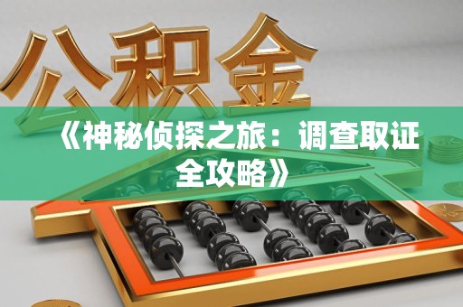 柘荣《神秘侦探之旅：调查取证全攻略》
