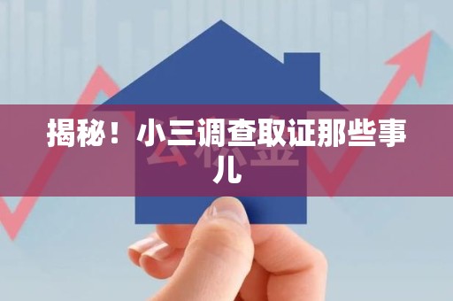 柘荣揭秘！小三调查取证那些事儿