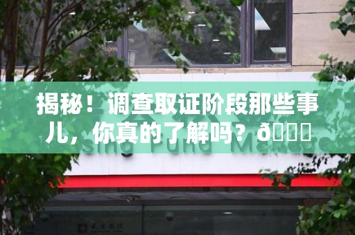 柘荣揭秘！调查取证阶段那些事儿，你真的了解吗？😎