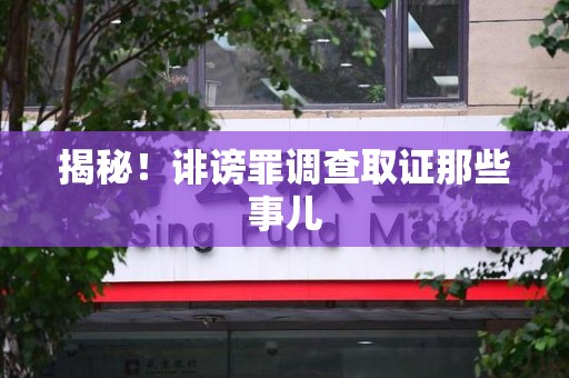 柘荣揭秘！诽谤罪调查取证那些事儿